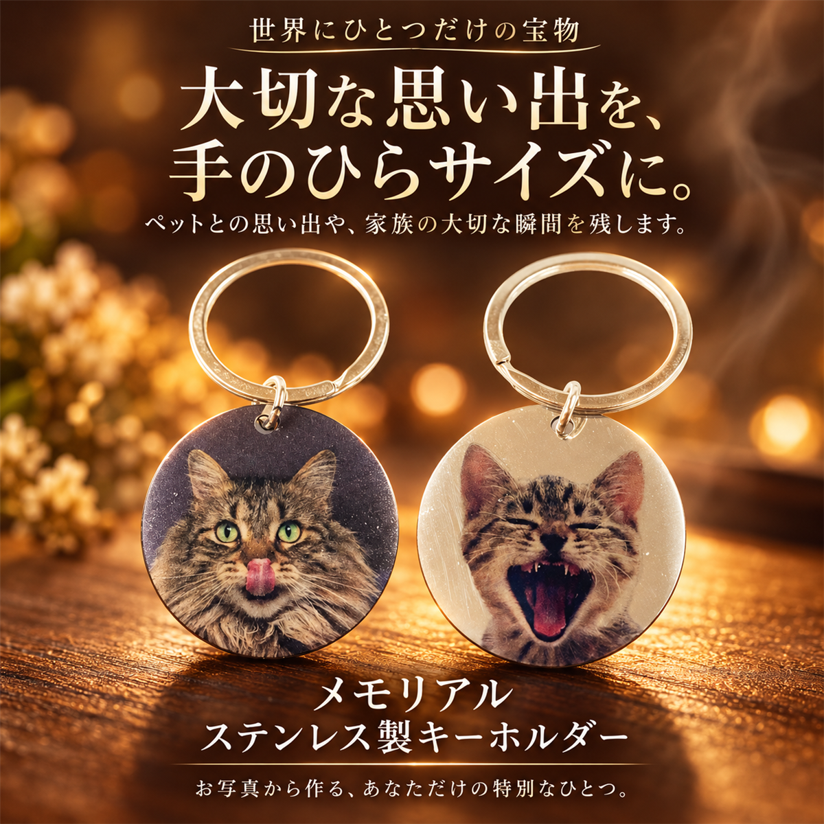 【オーダー品】メモリアル ステンレス製キーホルダー
