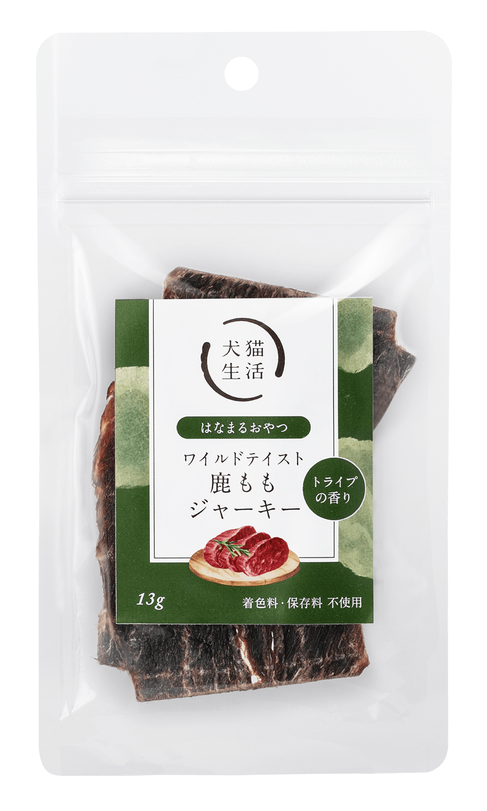 犬猫生活 はなまるおやつ　鹿ももジャーキー(トライプの香り) 13g