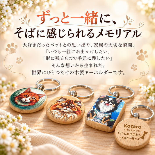 【オーダー品】メモリアル 木製キーホルダー