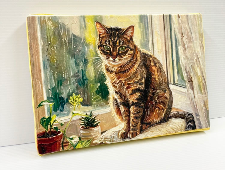 油絵風キャンバスに仕上げた猫の肖像画